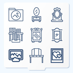 Simple set of 9 icons related to parallel