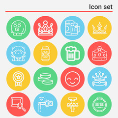 16 pack of golden  lineal web icons set