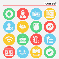 16 pack of in  filled web icons set
