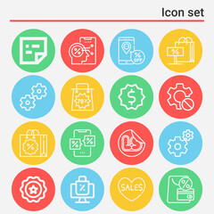 16 pack of ignore  lineal web icons set