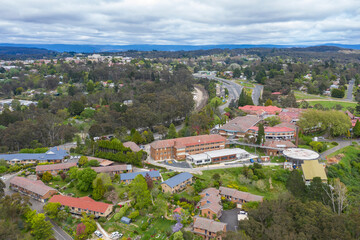 Fototapeta na wymiar Aerial view of the township of Katoomba in regional New South Wales in Australia
