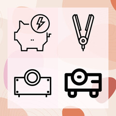 Simple set of electrons related lineal icons