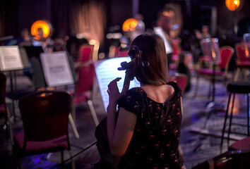 symphony orchestra musicians rehearse before the concert. © maxcam