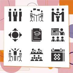 Simple set of 9 icons related to requirements