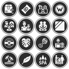 16 pack of moist  filled web icons set