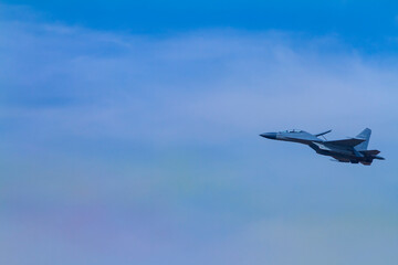 Changchun, Jilin, China: Fighter Jet aircrafts aerobatic team in the sky during air show Chinese Air Force