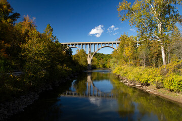 View of the Route 82 Bridge Over the Cuyahoga River Looking North from the Station Road Bridge Along the Towpath Trail