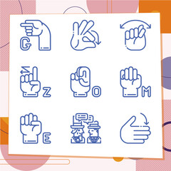 Simple set of 9 icons related to capital letter