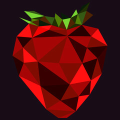 Low Poly Strawberry Isolated Vector Art Geometric Red Style 