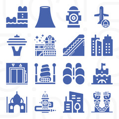 16 pack of territorial division  filled web icons set
