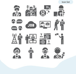 Simple set of interviewer related filled icons.