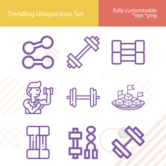 Simple set of weight unit related lineal icons.