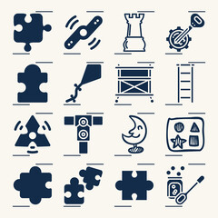 Simple set of puzzle related filled icons.