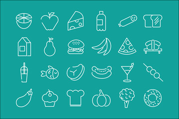 bundle of twenty four food set icons in blue background