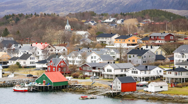 Houses in the village of Brønnøysund, Northern Norway	
