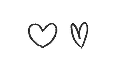 Hand drawn hearts, love icon symbols. Heart doodles. Hand drawn valentine's day design.