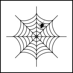 Outline back spider on spiderweb 