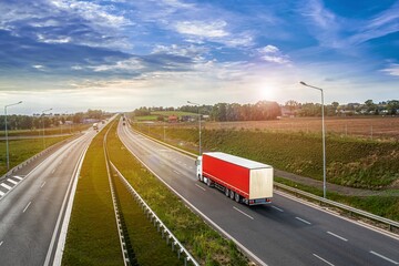 truck on the roads of Europe . Logistics and transportation