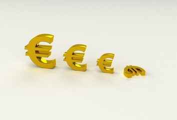 Inflation and devaluation of Euro 3d rendering.