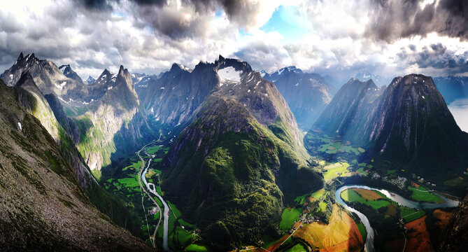 Incredible View of Romsdalen valley in Norway
