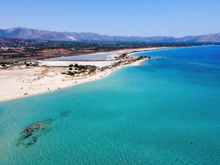 Naklejka premium Aerial panoramic view of Pounda beach near Elafonisos island in Greece