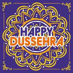 happy dussehra lettering with mandala decoration