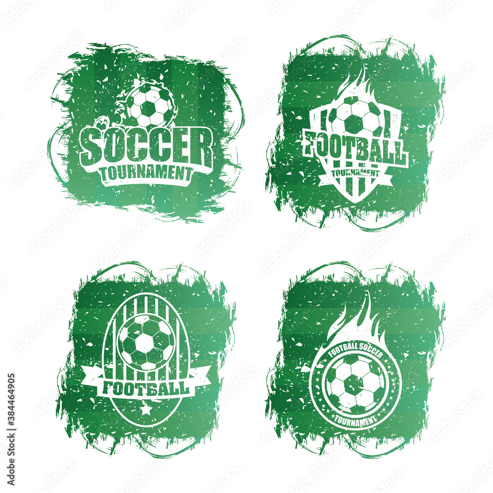 Wall mural soccer football sport poster with green emblems