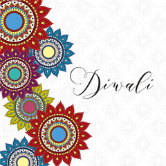 happy diwali celebration lettering with mandalas decorative frame