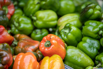 Bell Peppers on display at a farmers market