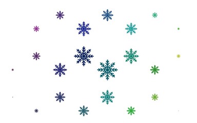 Light Multicolor, Rainbow vector cover with beautiful snowflakes.