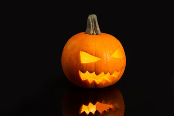 Jack o Lantern on a black background.