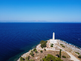 Fototapeta na wymiar Aerial view of Cranae or Marathonisi lighthouse