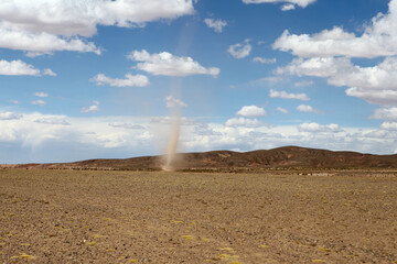 Dust tornado near the salt flats of Bolivia