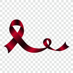 Red awareness ribbon, isolated vector illustration.