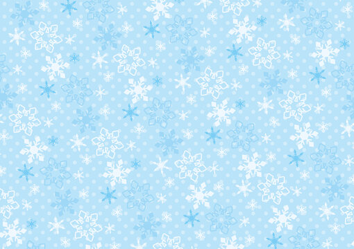 雪の結晶とドットの背景パターン　イラスト　冬