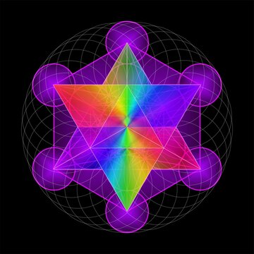 Merkaba- Rainbow pattern, Sacred Geometry, Vector Illustration