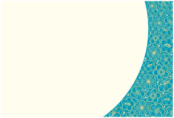 年賀状素材　和柄背景　花　緑色　和柄　和風