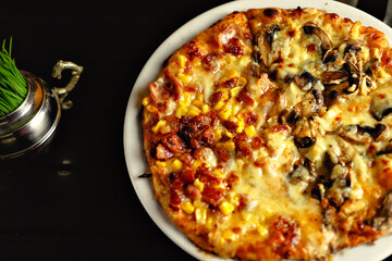 delicious giant large two flavor pizza
