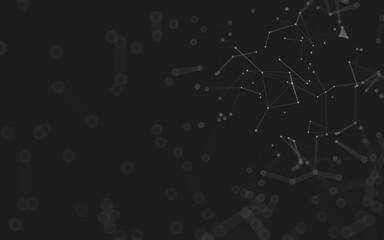 Abstract background. Molecules technology with polygonal shapes, connecting dots and lines. Connection structure. Big data visualization.
