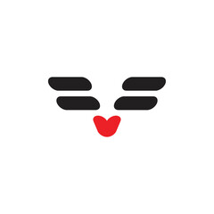 V letter with wing logo design vector