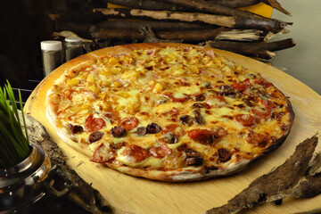 delicious giant large two flavor pizza