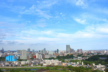 仙台市青葉山本丸から眺める街並み