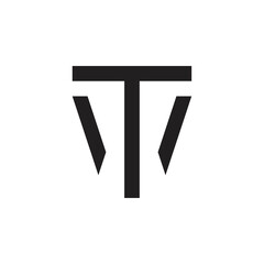 TW letter or WT letter logo design vector