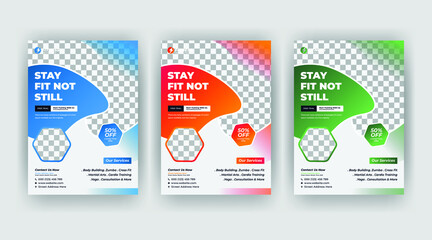 Fitness GYM Business Flyer Template, Health fit Flyer Template, Fitness flyer template, Creative abstract fitness and gym flyer template