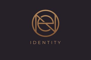 Abstract initial letter E and N logo,usable for branding and business logos, Flat Logo Design Template, vector illustration