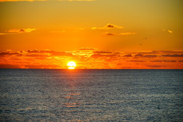 Miami downtown and beach at sun set	
