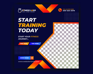 Gym fitness social media web banner template, Modern stylish unique design template,Fitness web banner template,