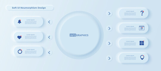 Soft UI (Neumorphism Design) Ui design element of circle symbol modern, icon for website design, mobile app