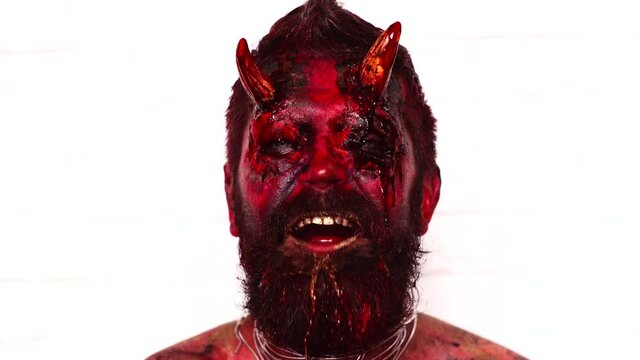 Portrait of Halloween bloody devil.
