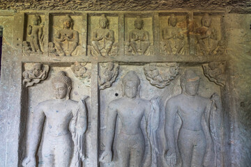 Kanheri Caves, dating from the 1st century BC to the 10th century CE, are a group of caves and rock-cut monuments cut into a massive basalt outcrop in the forests of the Sanjay Gandhi National Park